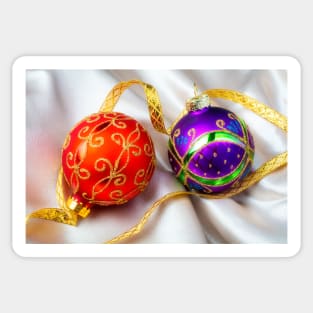 Red And Purple Christmas Ornaments Sticker